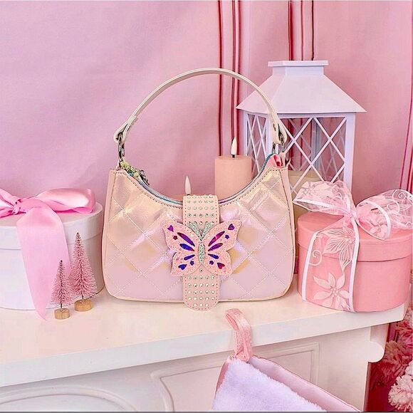 OMG ACCESSORIES ✨ Embellished Butterfly Quilted Shoulder Bag - Picture 7 of 8
